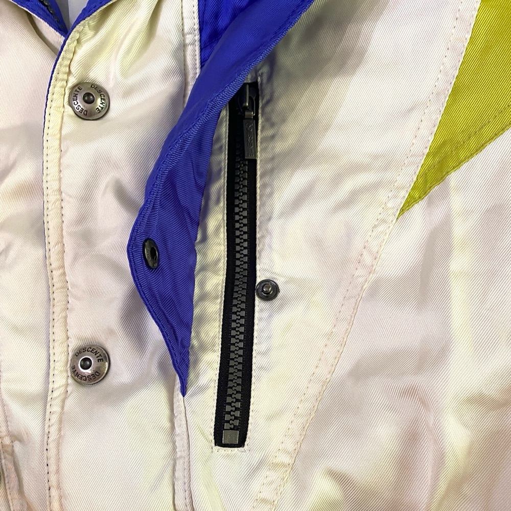 VTG 1980s DESCENTE Made in Japan Cream Purple Chartreuse Ski Snowboard Parka M - Picture 9 of 12